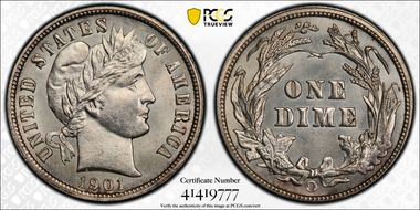 1901-O 10C MS65