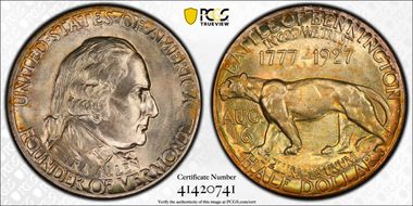 1927 50C Vermont MS66