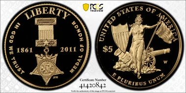 2011-W $5 Medal of Honor PR69DCAM