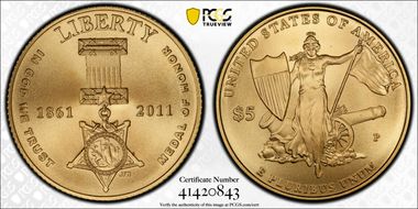 2011-P $5 Medal of Honor MS69