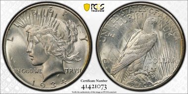 1934-D $1 MS65+