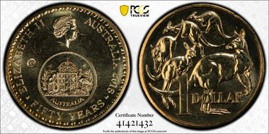 2016-C $1 50 Yrs Decimal Currency Canberra Counterstamp MS67
