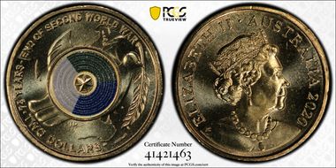 2020 $2 75th Ann End of WWII Colorized MS68