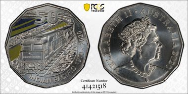 2020 50C Indian Pacific Train Colorized MS69