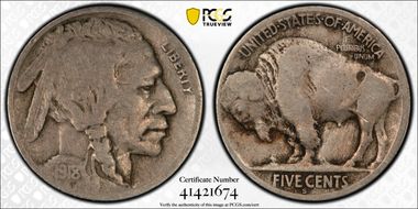 1918-S 5C 2 Feathers, FS-401 G6