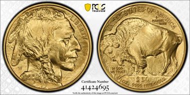2008-W $50 Burnished American Buffalo .9999 Fine Gold SP70