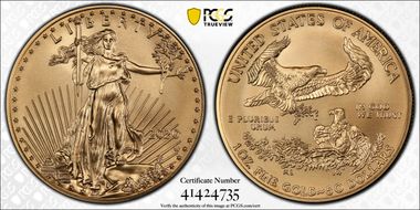 2020-W $50 Burnished Gold Eagle First Strike SP70