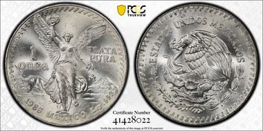 1986-Mo Onza Libertad Ag MS65