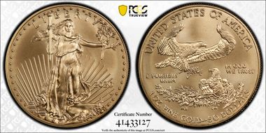 2020-W $50 Burnished Gold Eagle First Strike SP70