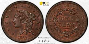 1838 1C MS65BN