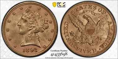1893 $5 MS63