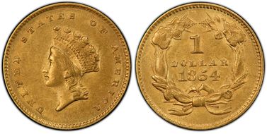 1854 G$1 Type 2 AU53