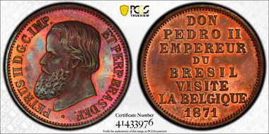 1871 Medal Pedro II Belgium Visit SP64RB