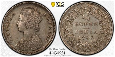 1883(B) 1/4 Rup SW-6.271 AU55