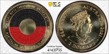 2021 $2 50th Ann Aboriginal Flag Colorized MS68