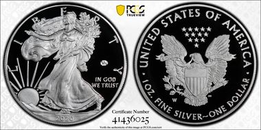 2020-W  $1 Silver Eagle - v75 Privy First Strike PR70DCAM