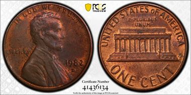 1982-D 1C Bronze MS63RB