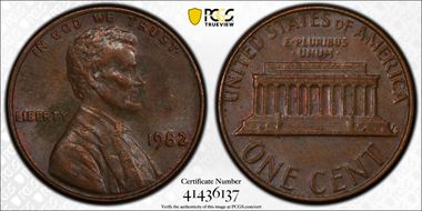 1982 1C Bronze, Large Date MS62BN