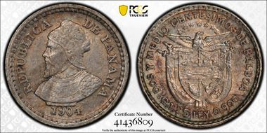 1904 2 1/2C KM-1  Ag MS63