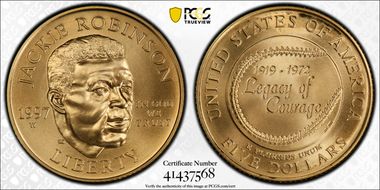 1997-W $5 Jackie Robinson MS69