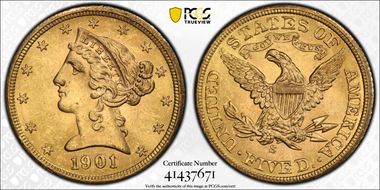 1901/0-S $5 MS64