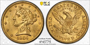 1904 $5 MS63
