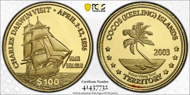 2003 $100 X-21 Charles Darwin Visit PR68DCAM