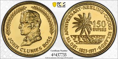 1977 150 Rup X-10a Ross .916 Au MS68