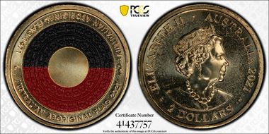 2021 $2 50th Ann Aboriginal Flag Colorized MS68