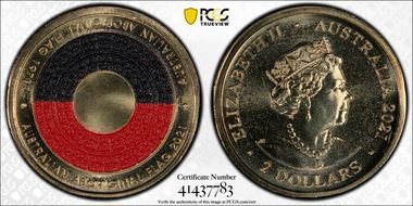 2021 $2 50th Ann Aboriginal Flag Colorized MS68