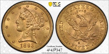 1893-S $5 MS63