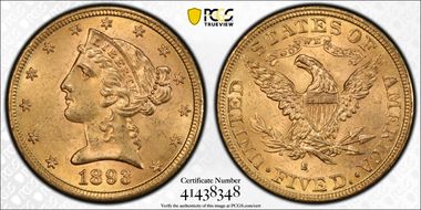 1893-S $5 MS64