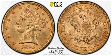 1895 $5 MS64