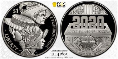 2020-P $1 Women’s Suffrage Centennial PR70DCAM