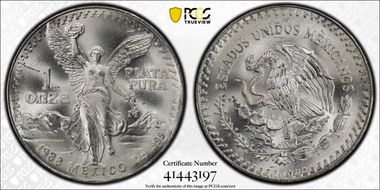 1988-Mo Onza Libertad Ag MS66