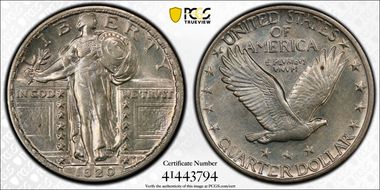 1920-S 25C Clashed Dies FS-401 AU58