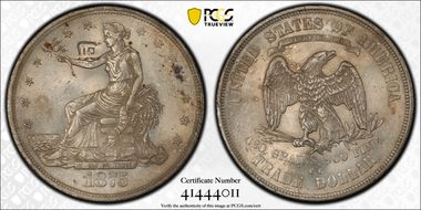 1875-CC T$1 Type-I/I Chopmarked MS63