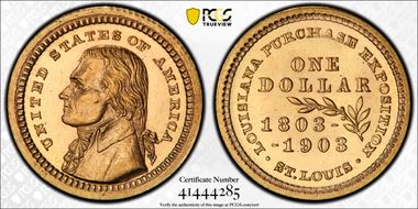 1903 G$1 LA Purchase, Jefferson MS64PL