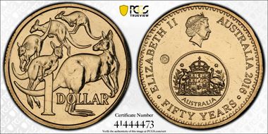 2016-C $1 50 Yrs Decimal Currency Canberra Counterstamp MS66