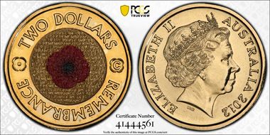 2012-C $2 Remembrance Day Colorized MS68