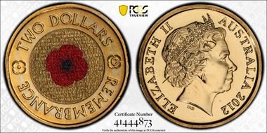 2012-C $2 Remembrance Day Colorized MS67