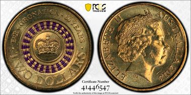 2013 $2 Coronation Colorized MS63