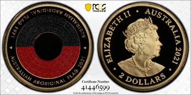 2021 $2 50th Ann Aboriginal Flag Colorized PR70DCAM