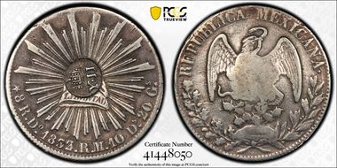 (1834-37) 8 R C/M on Mex 8R KM-377.4 VF35