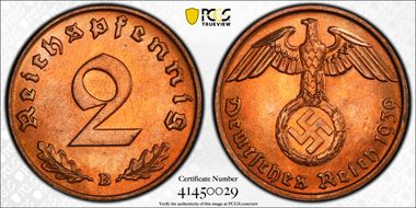 1939-B 2 Pfg J-362 MS66RD