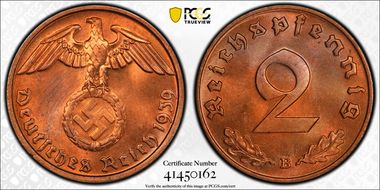 1939-B 2 Pfg J-362 MS65RD