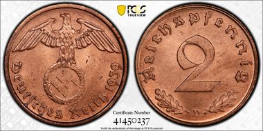 1939-D 2 Pfg J-362 MS65RD