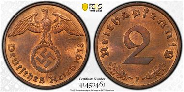 1938-F 2 Pfg J-362 MS64RB