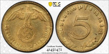 1939-D 5 Pfg J-363 MS64+