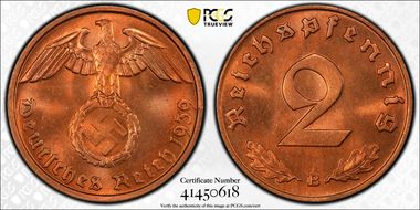 1939-B 2 Pfg J-362 MS66RD